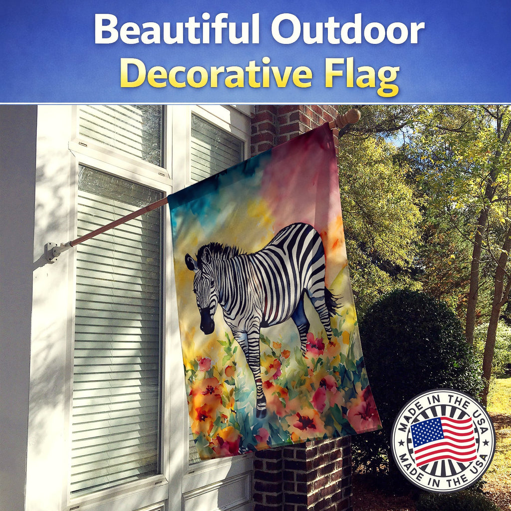 Zebra House Flag 28x40 Porch Sleeve Pole Decorative Outside Yard Banner Artwork Wall Hanging, Polyester