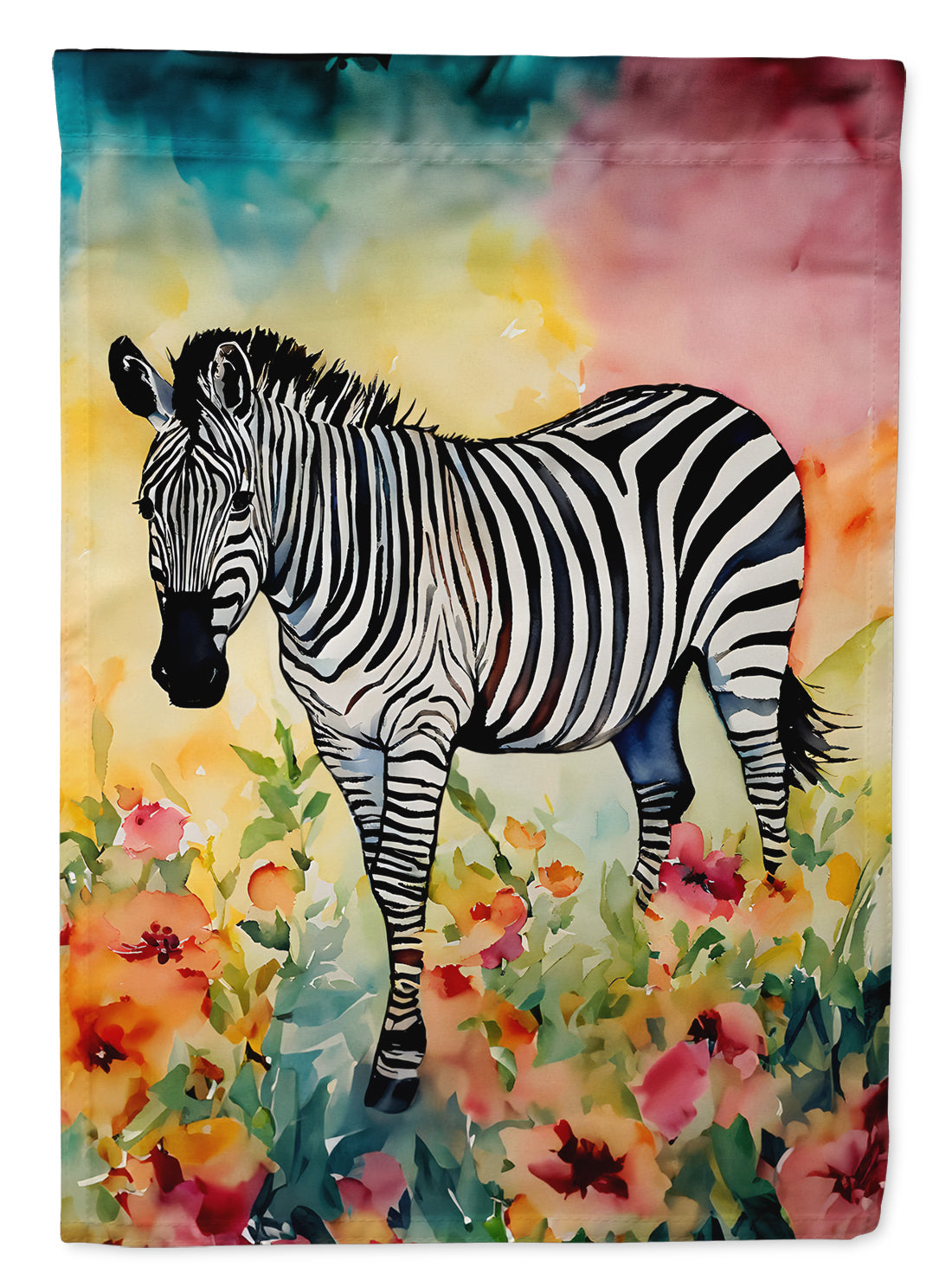 Zebra House Flag 28x40 Porch Sleeve Pole Decorative Outside Yard Banner Artwork Wall Hanging, Polyester