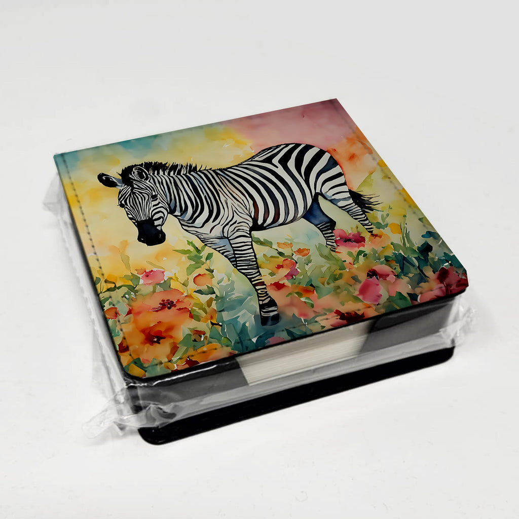 Zebra PU Leather Note Paper Holder with Artist-Designed Cover, Desk Accessory, Office Gift