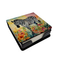 Zebra PU Leather Note Paper Holder with Artist-Designed Cover, Desk Accessory, Office Gift