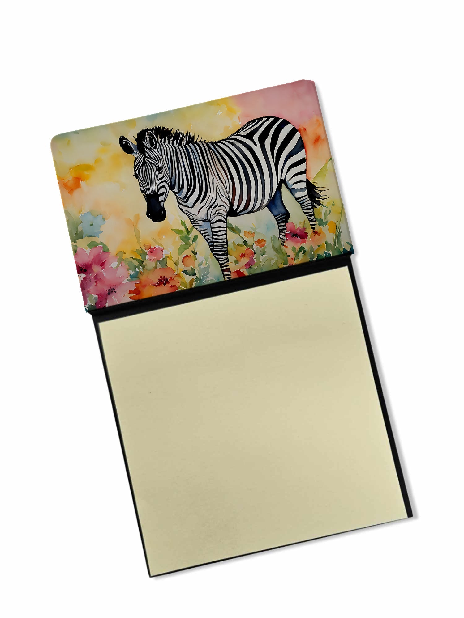 Zebra Watercolor Sticky Note Holder Refillable Dispenser Desk Accessory 3x3 Pad Gift
