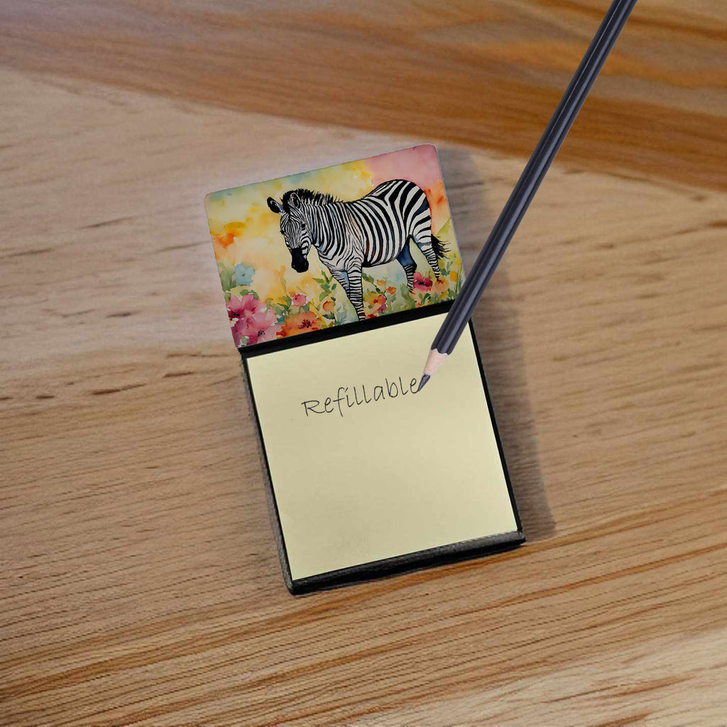 Zebra Watercolor Sticky Note Holder Refillable Dispenser Desk Accessory 3x3 Pad Gift
