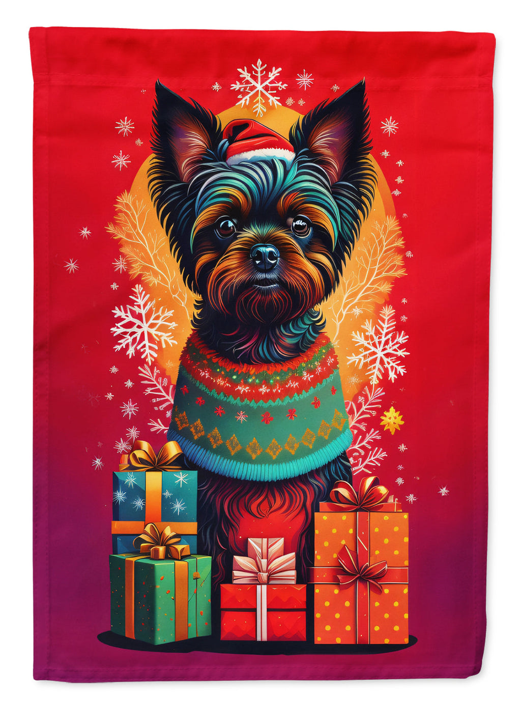 Affenpinscher Holiday Christmas House Flag 28x40 Porch Sleeve Pole Decorative Outside Yard Banner Artwork Wall Hanging, Polyester