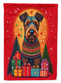 Airedale Terrier Holiday Christmas House Flag 28x40 Porch Sleeve Pole Decorative Outside Yard Banner Artwork Wall Hanging, Polyester
