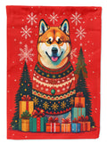 Akita Holiday Christmas House Flag 28x40 Porch Sleeve Pole Decorative Outside Yard Banner Artwork Wall Hanging, Polyester
