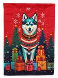 Alaskan Klee Kai Holiday Christmas House Flag 28x40 Porch Sleeve Pole Decorative Outside Yard Banner Artwork Wall Hanging, Polyester