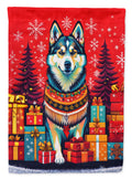 Alaskan Malamute Holiday Christmas House Flag 28x40 Porch Sleeve Pole Decorative Outside Yard Banner Artwork Wall Hanging, Polyester