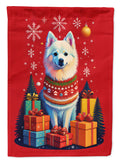 American Eskimo Holiday Christmas House Flag 28x40 Porch Sleeve Pole Decorative Outside Yard Banner Artwork Wall Hanging, Polyester