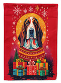 Basset Hound Holiday Christmas House Flag 28x40 Porch Sleeve Pole Decorative Outside Yard Banner Artwork Wall Hanging, Polyester