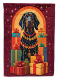 Black and Tan Coonhound Holiday Christmas House Flag 28x40 Porch Sleeve Pole Decorative Outside Yard Banner Artwork Wall Hanging, Polyester