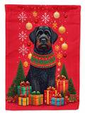 Black Russian Terrier Holiday Christmas House Flag 28x40 Porch Sleeve Pole Decorative Outside Yard Banner Artwork Wall Hanging, Polyester
