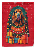 Bloodhound Holiday Christmas House Flag 28x40 Porch Sleeve Pole Decorative Outside Yard Banner Artwork Wall Hanging, Polyester