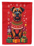 Border Terrier Holiday Christmas House Flag 28x40 Porch Sleeve Pole Decorative Outside Yard Banner Artwork Wall Hanging, Polyester