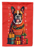Fawn Boxer Cropped Ears Holiday Christmas House Flag 28x40 Porch Sleeve Pole Decorative Outside Yard Banner Artwork Wall Hanging, Polyester