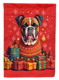 Fawn Boxer Holiday Christmas House Flag 28x40 Porch Sleeve Pole Decorative Outside Yard Banner Artwork Wall Hanging, Polyester
