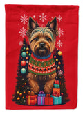 Cairn Terrier Holiday Christmas House Flag 28x40 Porch Sleeve Pole Decorative Outside Yard Banner Artwork Wall Hanging, Polyester
