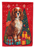 Cavalier Spaniel Holiday Christmas House Flag 28x40 Porch Sleeve Pole Decorative Outside Yard Banner Artwork Wall Hanging, Polyester