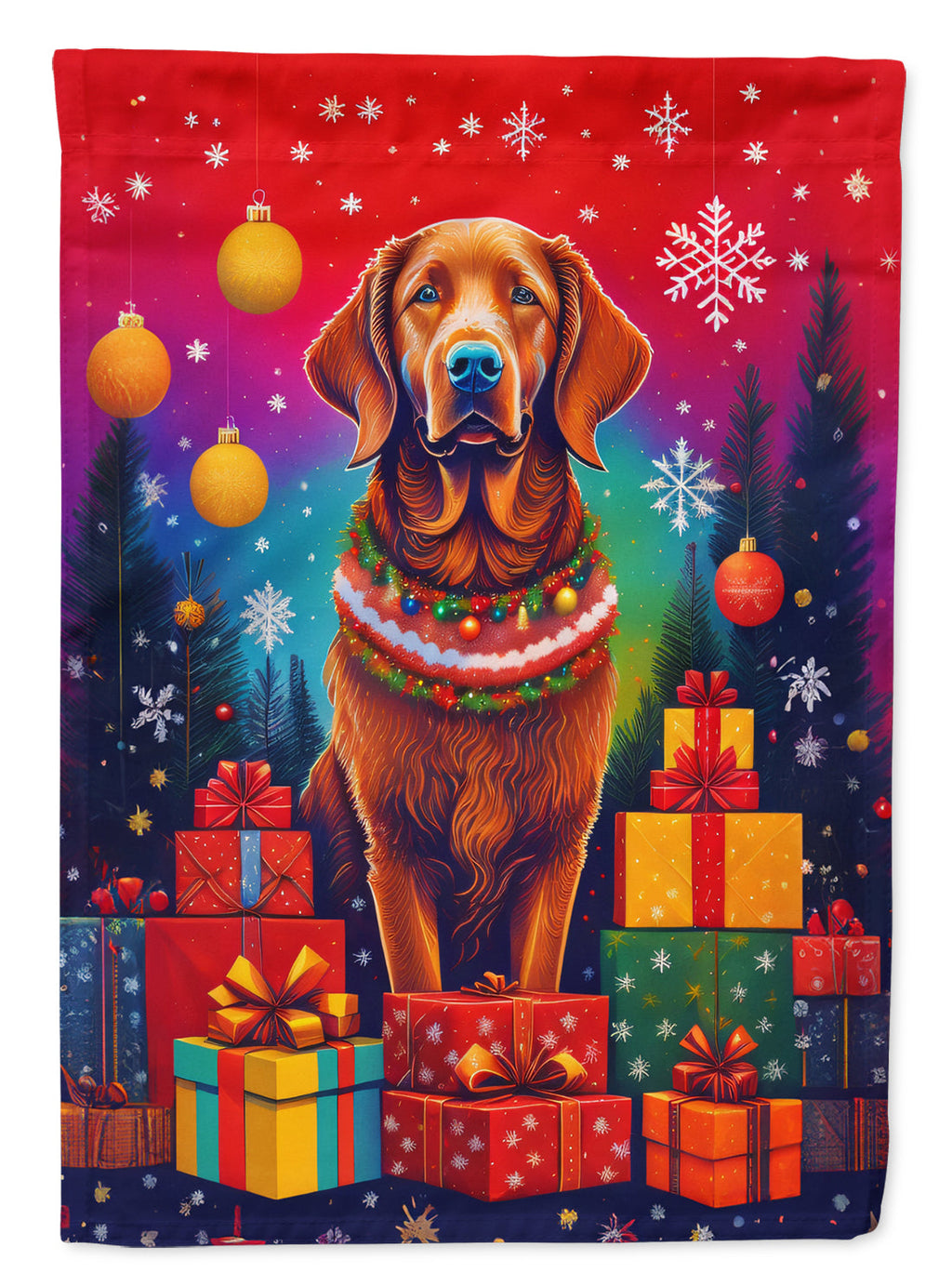 Chesapeake Bay Retriever Holiday Christmas House Flag 28x40 Porch Sleeve Pole Decorative Outside Yard Banner Artwork Wall Hanging, Polyester