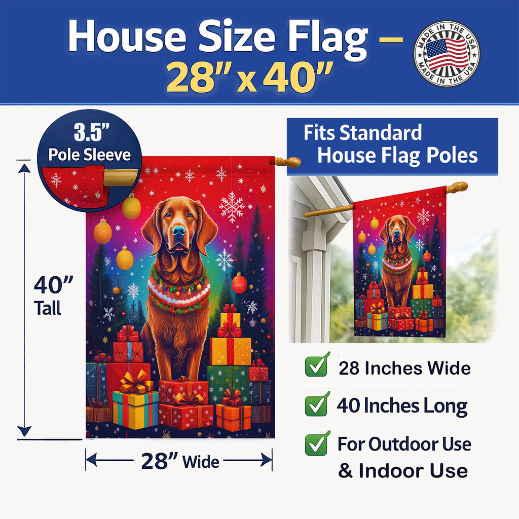 Chesapeake Bay Retriever Holiday Christmas House Flag 28x40 Porch Sleeve Pole Decorative Outside Yard Banner Artwork Wall Hanging, Polyester