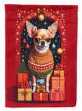 Chihuahua Holiday Christmas House Flag 28x40 Porch Sleeve Pole Decorative Outside Yard Banner Artwork Wall Hanging, Polyester