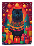 Black Chow Chow Holiday Christmas House Flag 28x40 Porch Sleeve Pole Decorative Outside Yard Banner Artwork Wall Hanging, Polyester