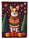 Corgi Holiday Christmas House Flag 28x40 Porch Sleeve Pole Decorative Outside Yard Banner Artwork Wall Hanging, Polyester
