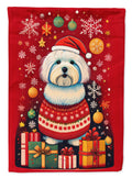 Coton De Tulear Holiday Christmas House Flag 28x40 Porch Sleeve Pole Decorative Outside Yard Banner Artwork Wall Hanging, Polyester