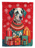 Dalmatian Holiday Christmas House Flag 28x40 Porch Sleeve Pole Decorative Outside Yard Banner Artwork Wall Hanging, Polyester