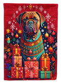 Dogue de Bordeaux Holiday Christmas House Flag 28x40 Porch Sleeve Pole Decorative Outside Yard Banner Artwork Wall Hanging, Polyester