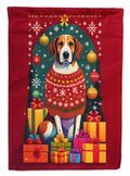 English Foxhound Holiday Christmas House Flag 28x40 Porch Sleeve Pole Decorative Outside Yard Banner Artwork Wall Hanging, Polyester