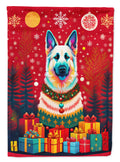 German Shepherd Holiday Christmas House Flag 28x40 Porch Sleeve Pole Decorative Outside Yard Banner Artwork Wall Hanging, Polyester
