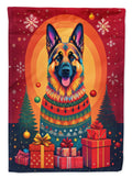 German Shepherd Holiday Christmas House Flag 28x40 Porch Sleeve Pole Decorative Outside Yard Banner Artwork Wall Hanging, Polyester