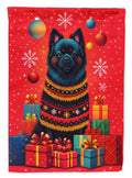 German Spitz Holiday Christmas House Flag 28x40 Porch Sleeve Pole Decorative Outside Yard Banner Artwork Wall Hanging, Polyester