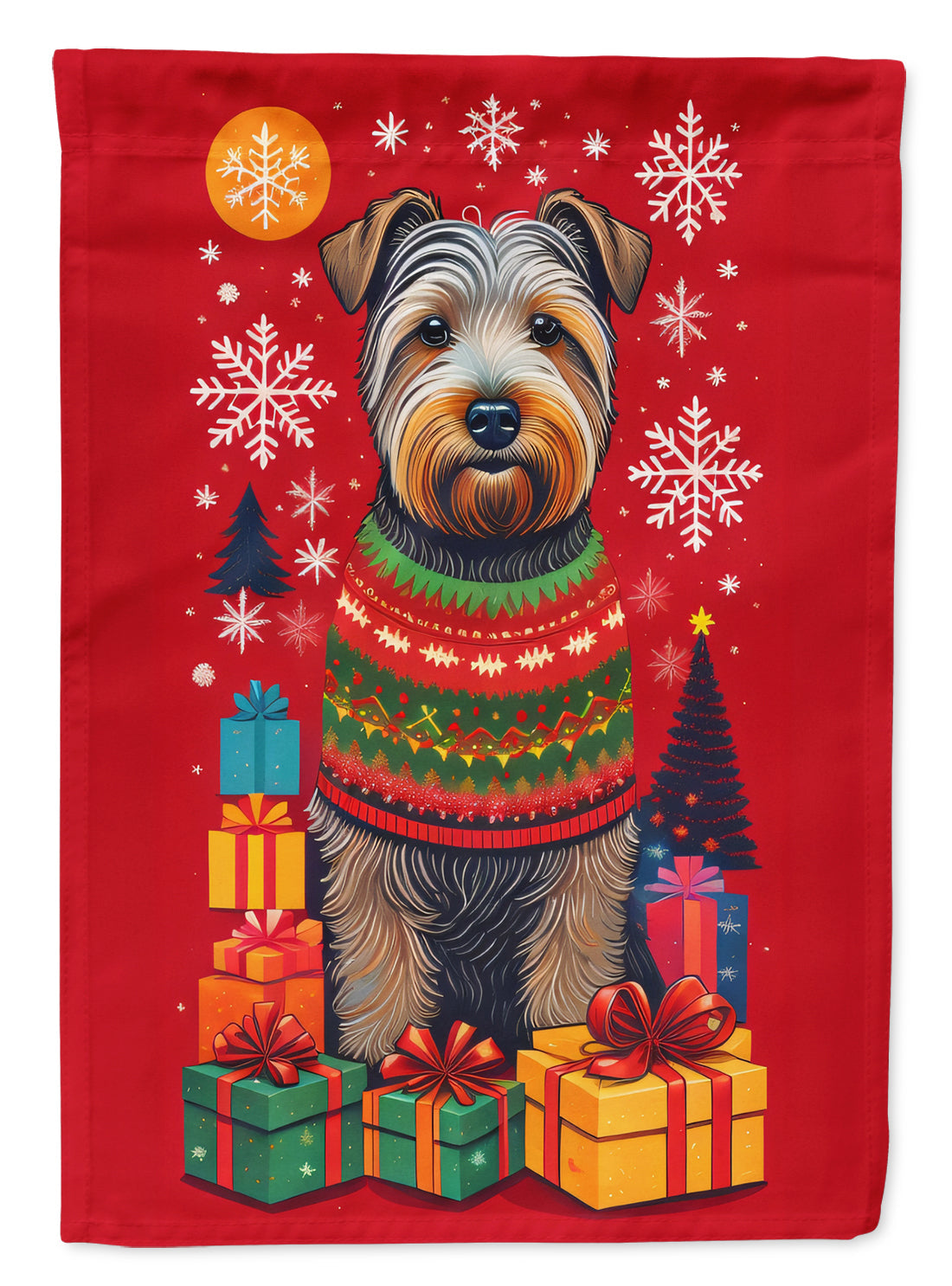 Glen of Imaal Terrier Holiday Christmas House Flag 28x40 Porch Sleeve Pole Decorative Outside Yard Banner Artwork Wall Hanging, Polyester