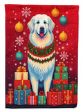 Great Pyrenees Holiday Christmas House Flag 28x40 Porch Sleeve Pole Decorative Outside Yard Banner Artwork Wall Hanging, Polyester