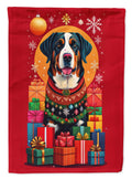 Greater Swiss Mountain Dog Holiday Christmas House Flag 28x40 Porch Sleeve Pole Decorative Outside Yard Banner Artwork Wall Hanging, Polyester