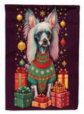 Chinese Crested Holiday Christmas House Flag 28x40 Porch Sleeve Pole Decorative Outside Yard Banner Artwork Wall Hanging, Polyester