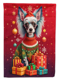 Chinese Crested Holiday Christmas House Flag 28x40 Porch Sleeve Pole Decorative Outside Yard Banner Artwork Wall Hanging, Polyester