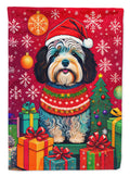 Havanese Holiday Christmas House Flag 28x40 Porch Sleeve Pole Decorative Outside Yard Banner Artwork Wall Hanging, Polyester
