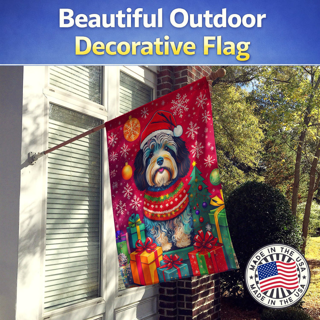 Havanese Holiday Christmas House Flag 28x40 Porch Sleeve Pole Decorative Outside Yard Banner Artwork Wall Hanging, Polyester