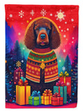 Irish Water Spaniel Holiday Christmas House Flag 28x40 Porch Sleeve Pole Decorative Outside Yard Banner Artwork Wall Hanging, Polyester