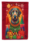 Irish Wolfhound Holiday Christmas House Flag 28x40 Porch Sleeve Pole Decorative Outside Yard Banner Artwork Wall Hanging, Polyester