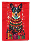 Lancashire Heeler Holiday Christmas House Flag 28x40 Porch Sleeve Pole Decorative Outside Yard Banner Artwork Wall Hanging, Polyester