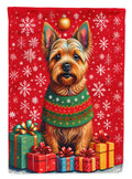 Norwich Terrier Holiday Christmas House Flag 28x40 Porch Sleeve Pole Decorative Outside Yard Banner Artwork Wall Hanging, Polyester
