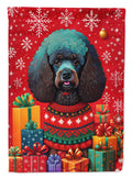 Poodle Holiday Christmas House Flag 28x40 Porch Sleeve Pole Decorative Outside Yard Banner Artwork Wall Hanging, Polyester