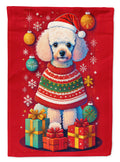 Poodle Holiday Christmas House Flag 28x40 Porch Sleeve Pole Decorative Outside Yard Banner Artwork Wall Hanging, Polyester