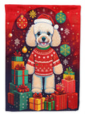 Poodle Holiday Christmas House Flag 28x40 Porch Sleeve Pole Decorative Outside Yard Banner Artwork Wall Hanging, Polyester
