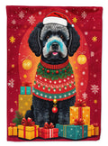Portuguese Water Dog Holiday Christmas House Flag 28x40 Porch Sleeve Pole Decorative Outside Yard Banner Artwork Wall Hanging, Polyester