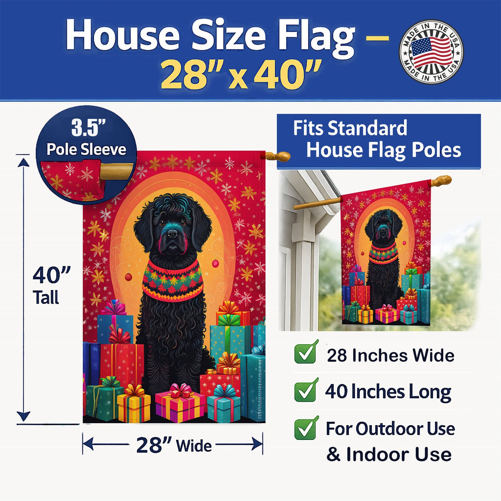 Puli Holiday Christmas House Flag 28x40 Porch Sleeve Pole Decorative Outside Yard Banner Artwork Wall Hanging, Polyester