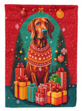 Red Redbone Coonhound Holiday Christmas House Flag 28x40 Porch Sleeve Pole Decorative Outside Yard Banner Artwork Wall Hanging, Polyester